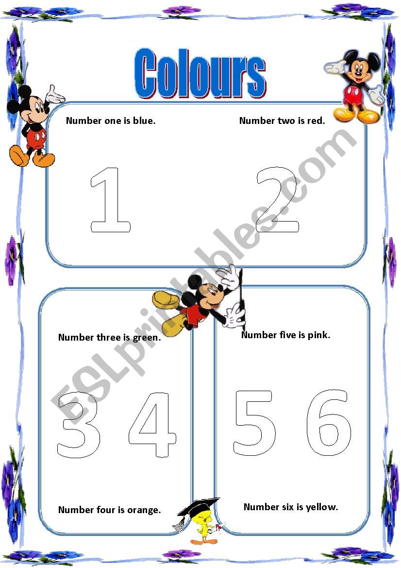 Number colouring worksheet