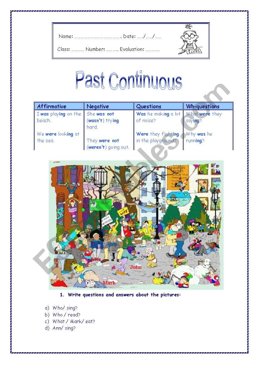 Past Continuous worksheet