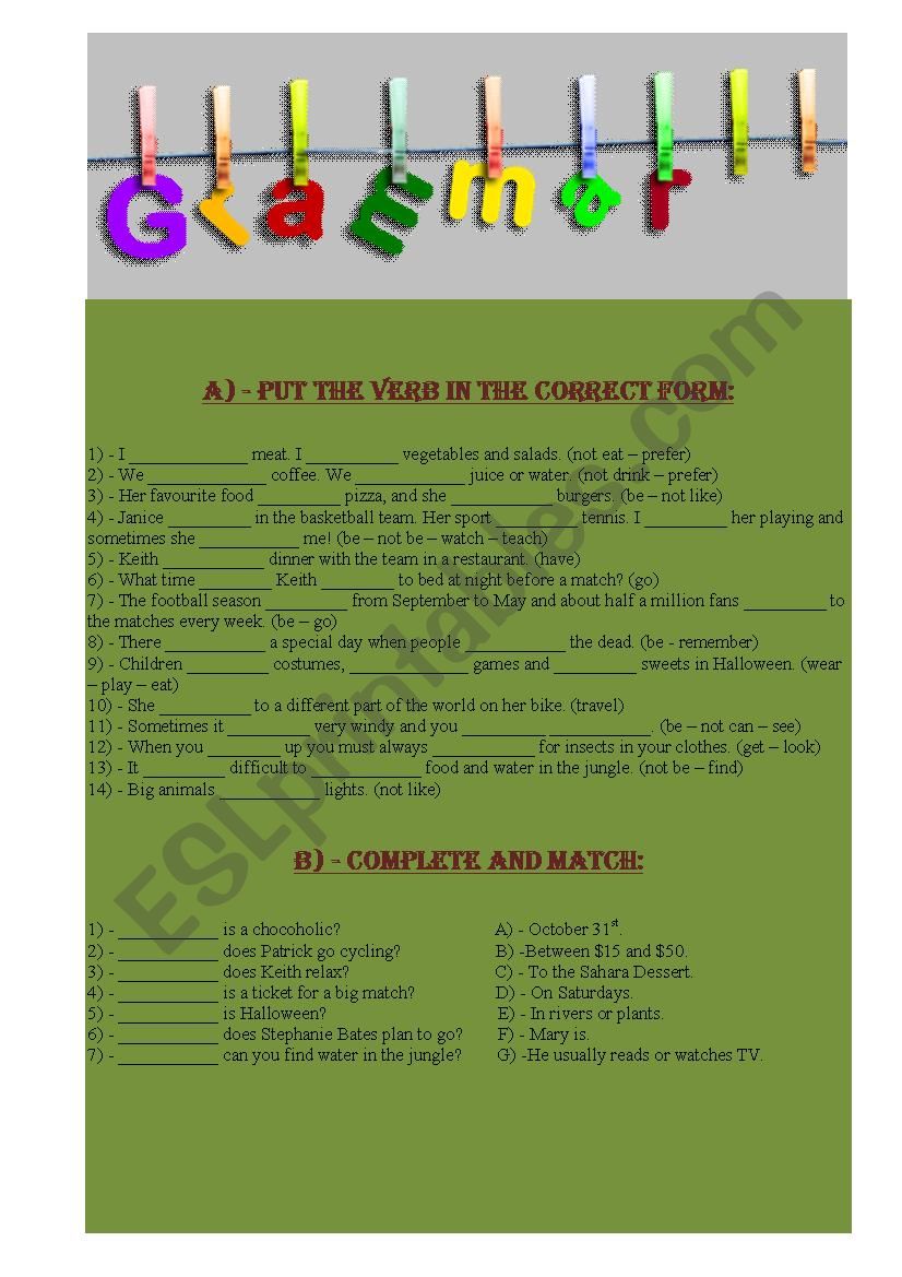 basic grammar review worksheet