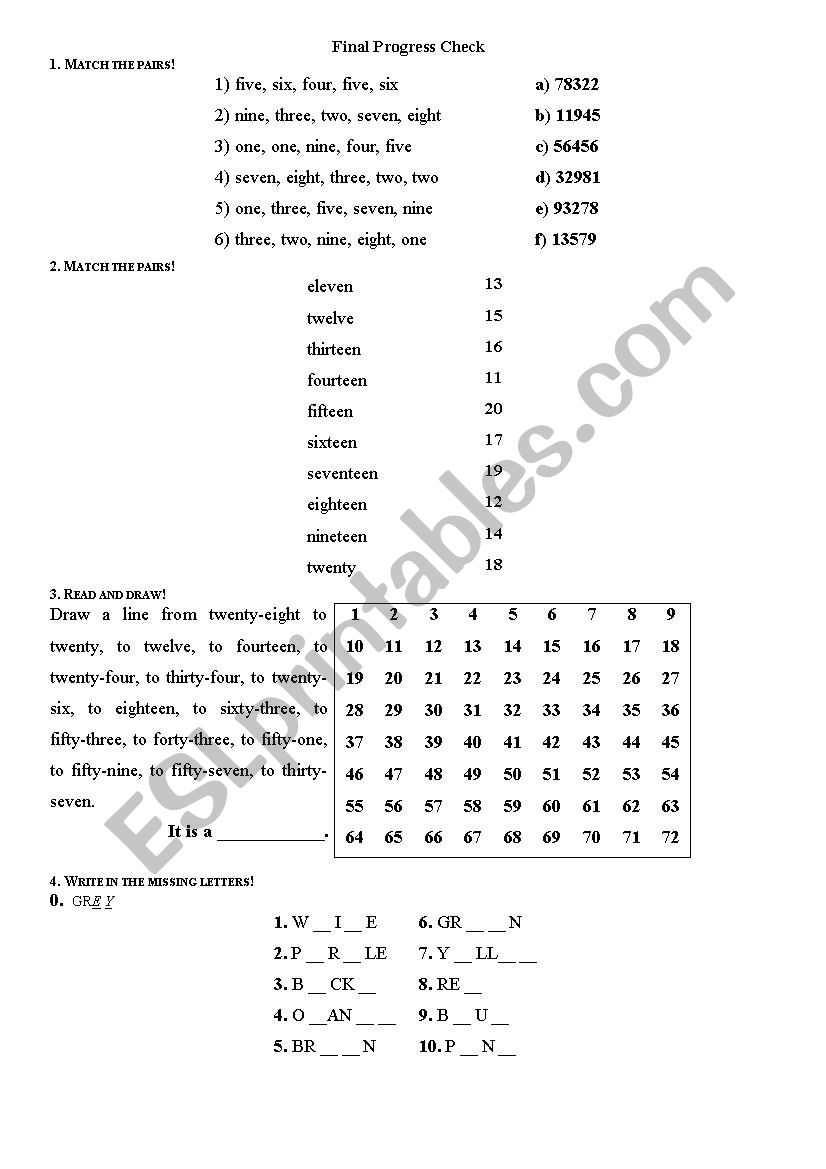 progress check worksheet