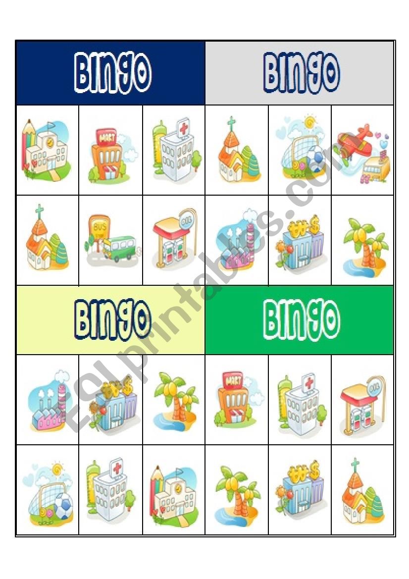 PLACES BINGO CARD 1 worksheet