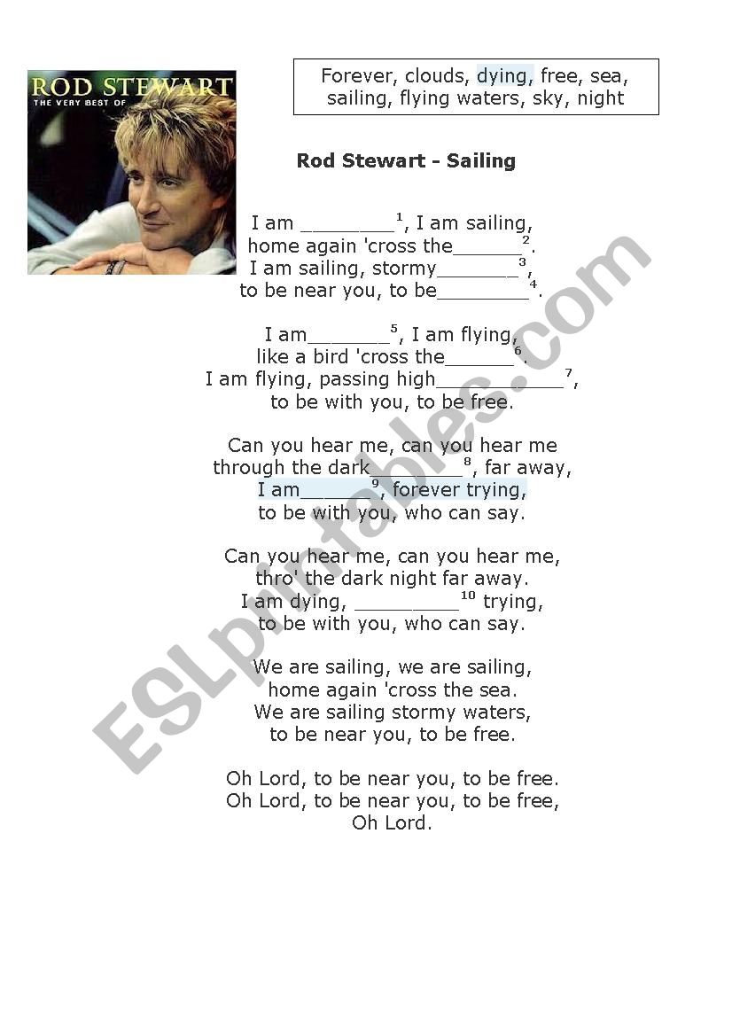 Im sailing Rod Stewart  worksheet