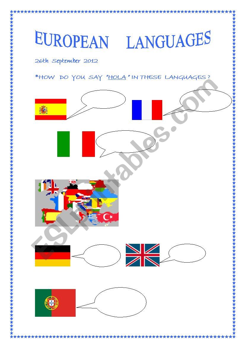 EUROPEAN LANGUAGES worksheet