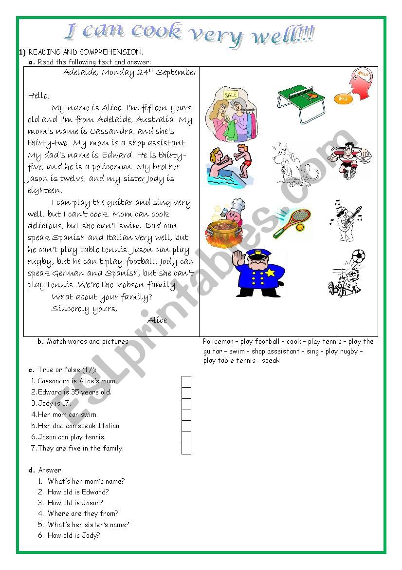 Can for abilities worksheet