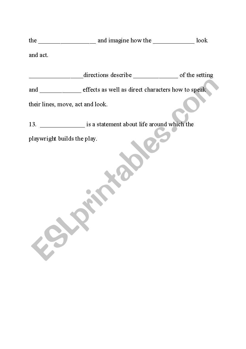 Elements of Drama - ESL worksheet by Jenetta With Regard To Elements Of Drama Worksheet
