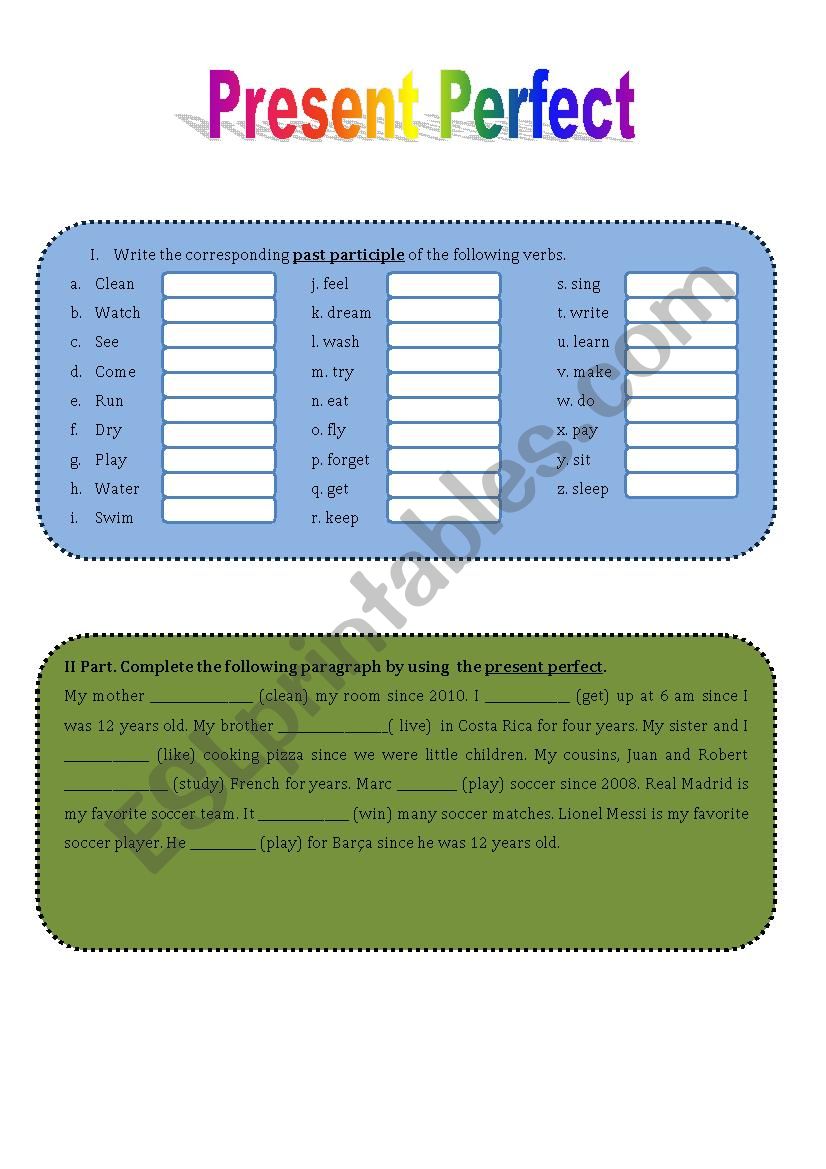 Present Perfect  worksheet