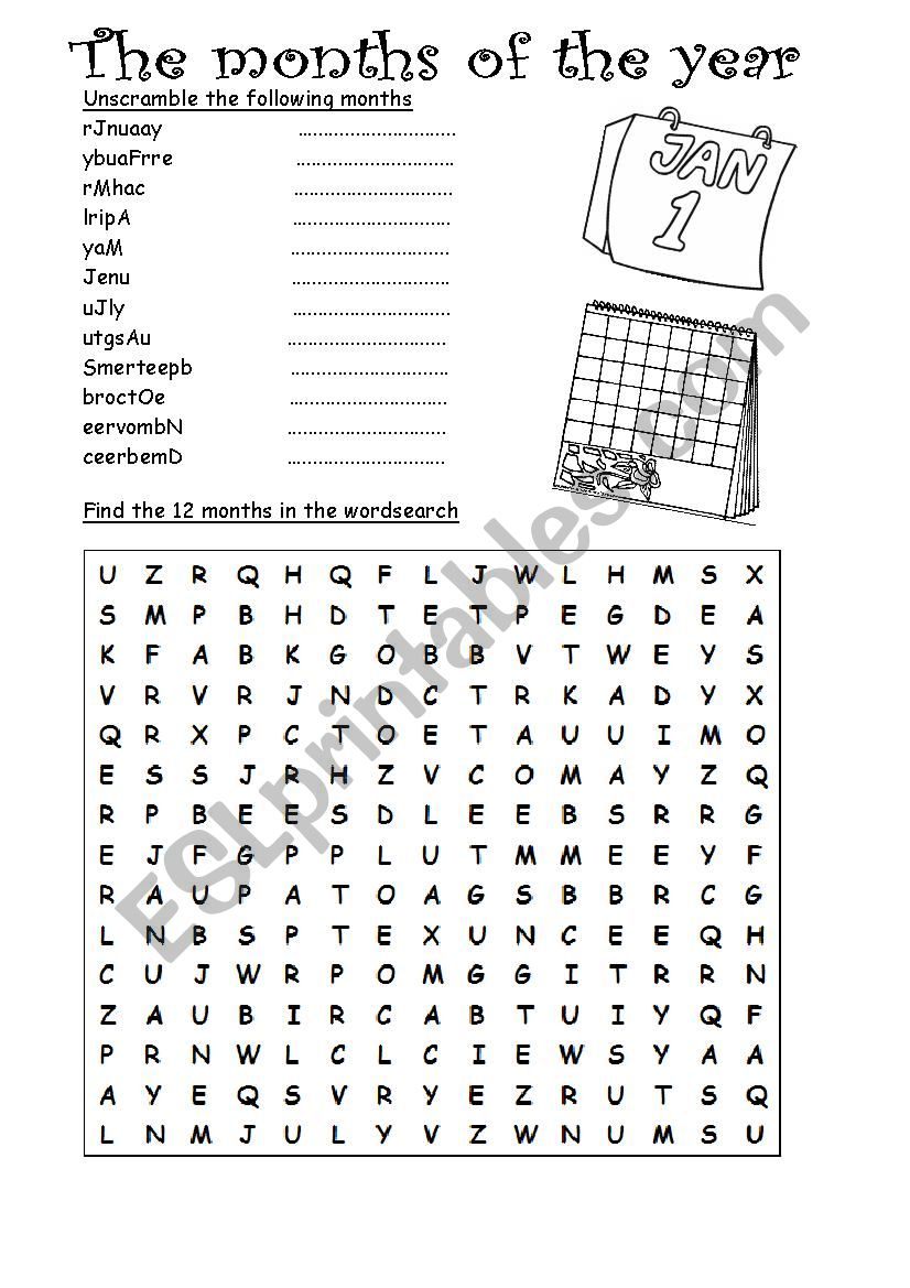 The months of the year worksheet