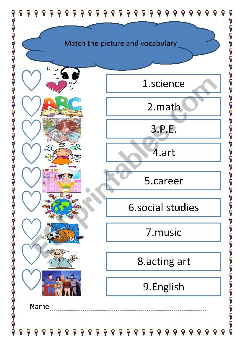 many subjects worksheet