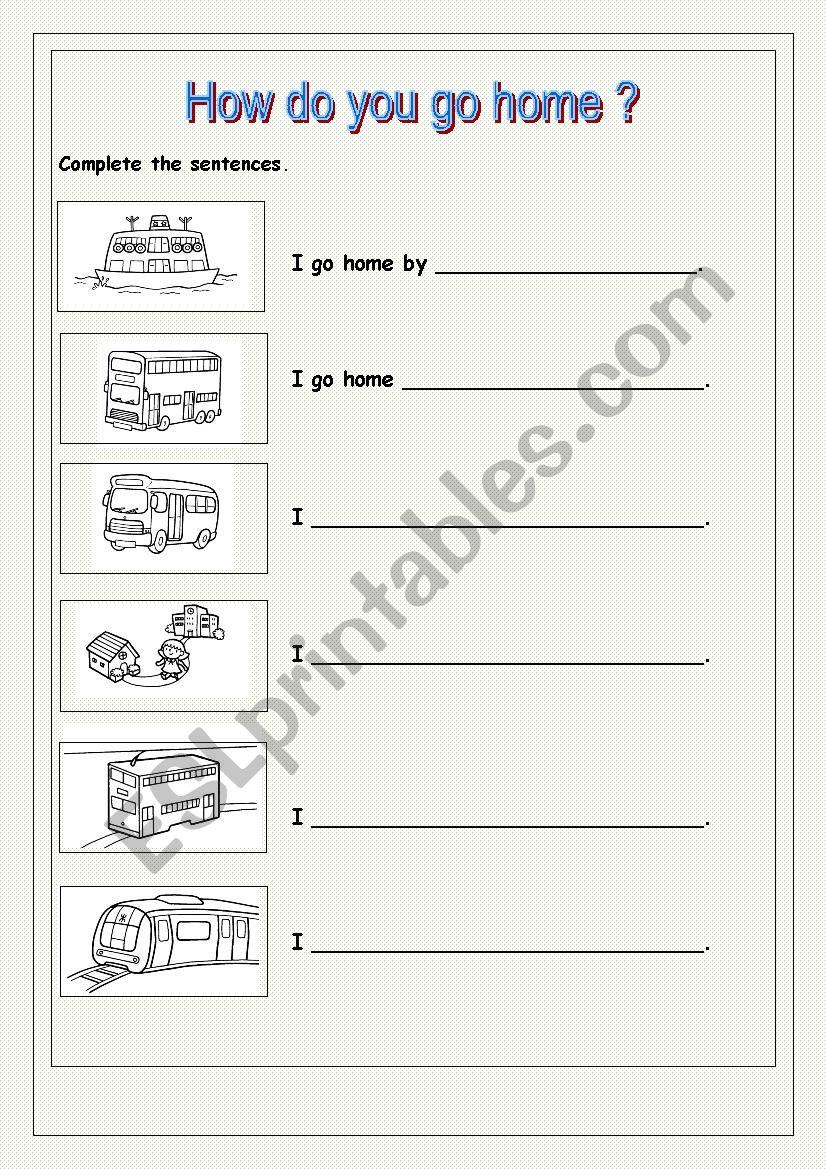 How do you go home? worksheet