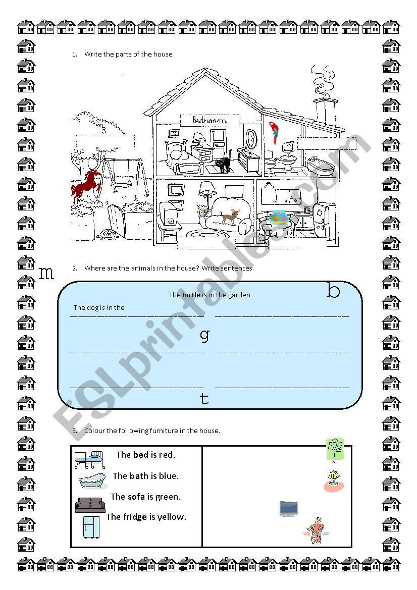 House and animals worksheet