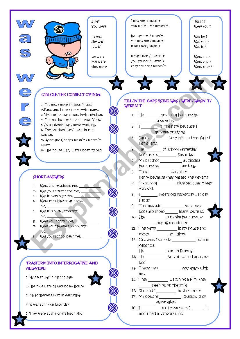 To BEpast: was / were worksheet