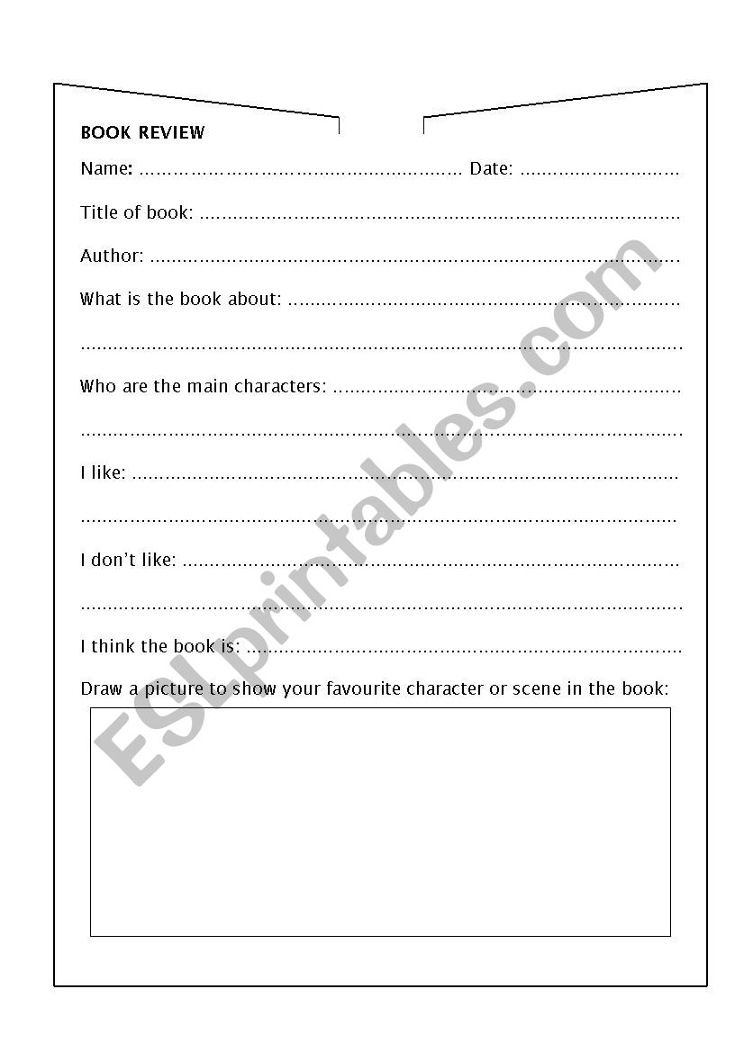 Book review worksheet