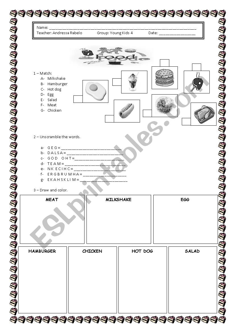 Food activity worksheet