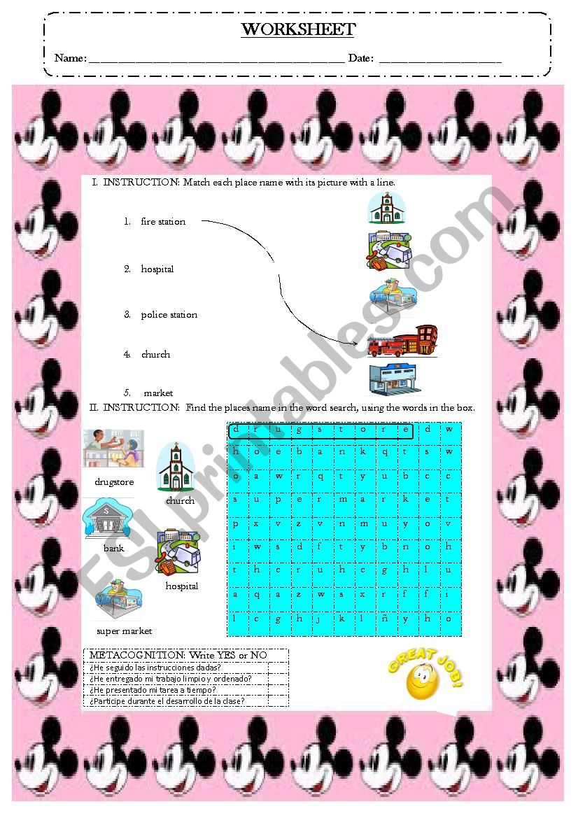 places worksheet