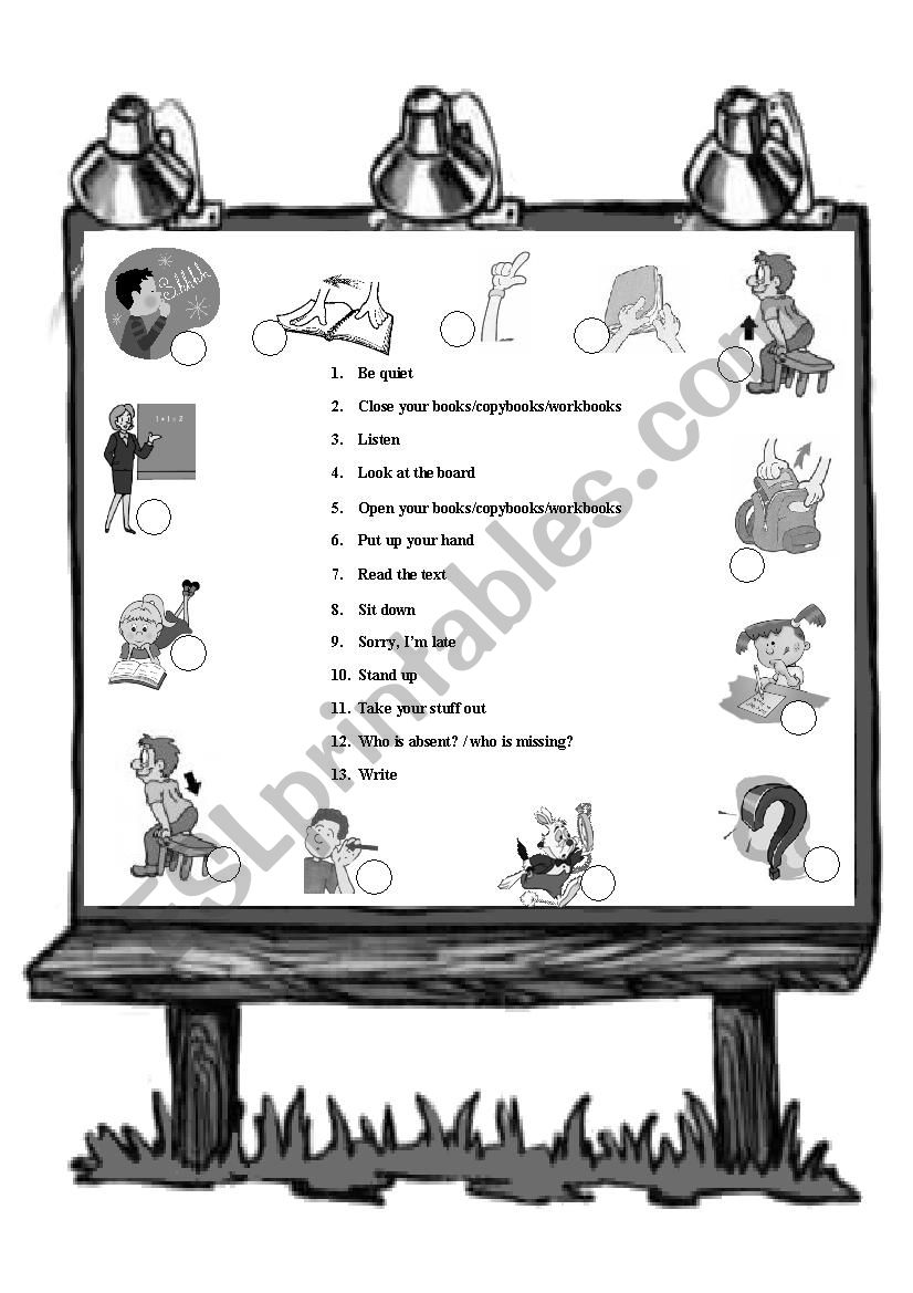 classroom English worksheet
