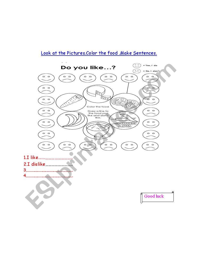 likes and dislikes worksheet