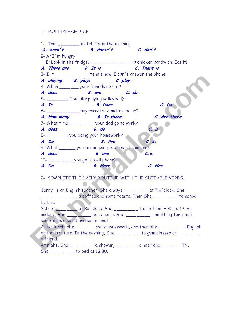 review present simple worksheet