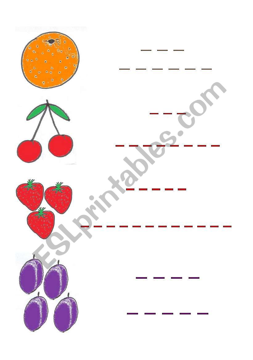 Numbers and fruit exercise worksheet