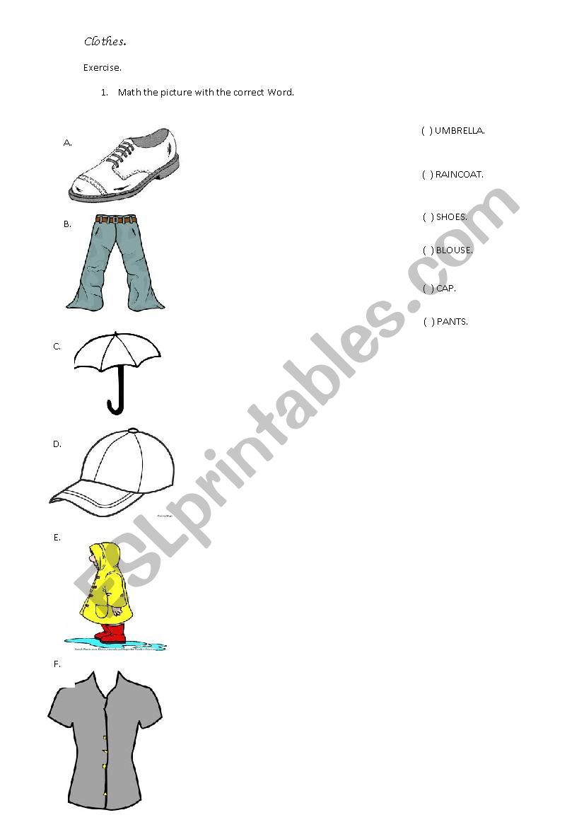 Clothes worksheet