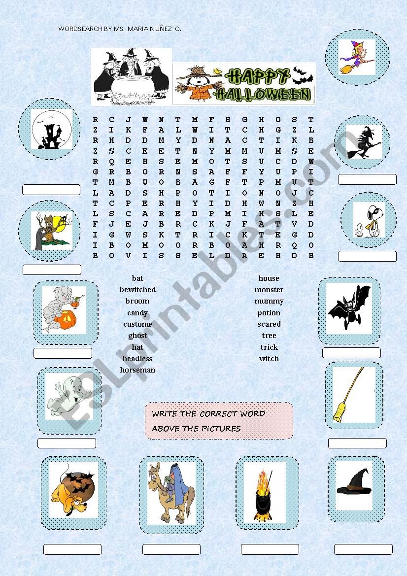 Wordsearch Happy Halloween worksheet