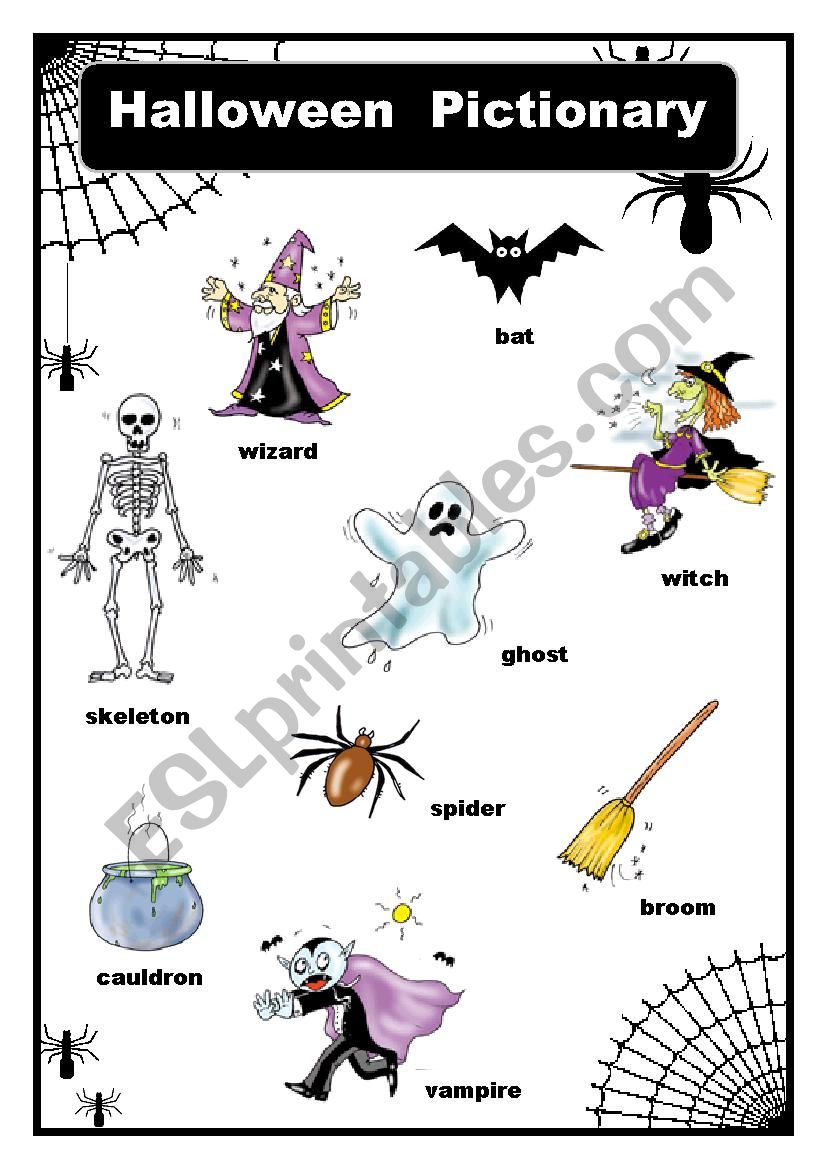 Halloween pictionary worksheet