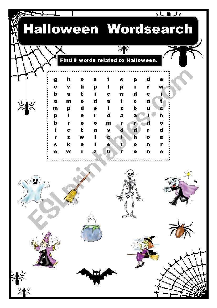 Halloween wordsearch worksheet