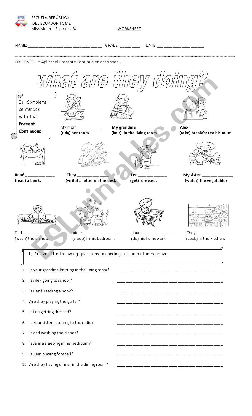 Present Continuous worksheet