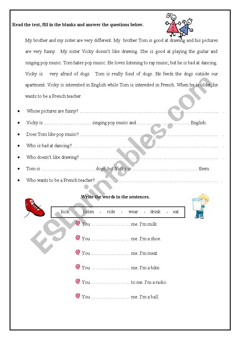 Reading worksheet