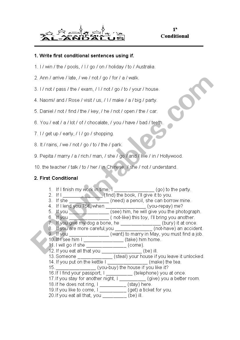 conditionals worksheet