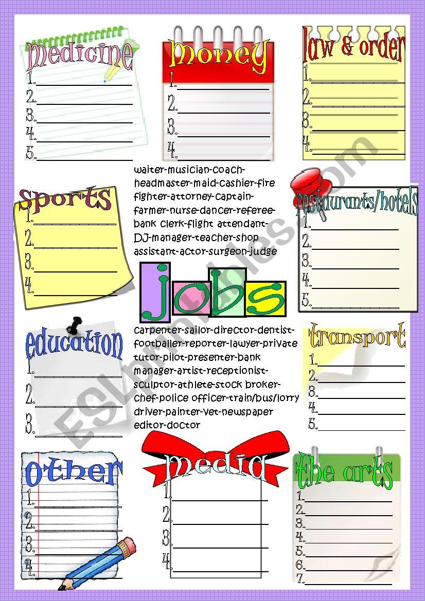 jobs worksheet