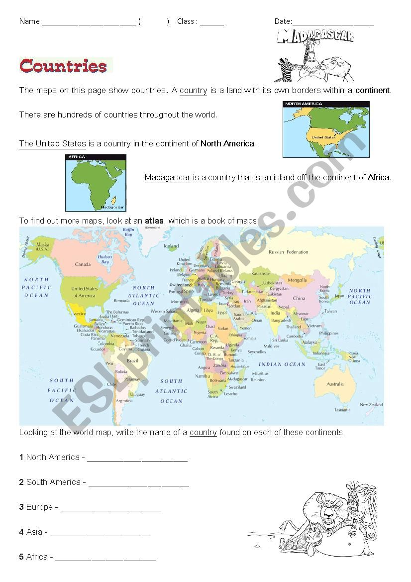 Madagascar -Movie worksheet