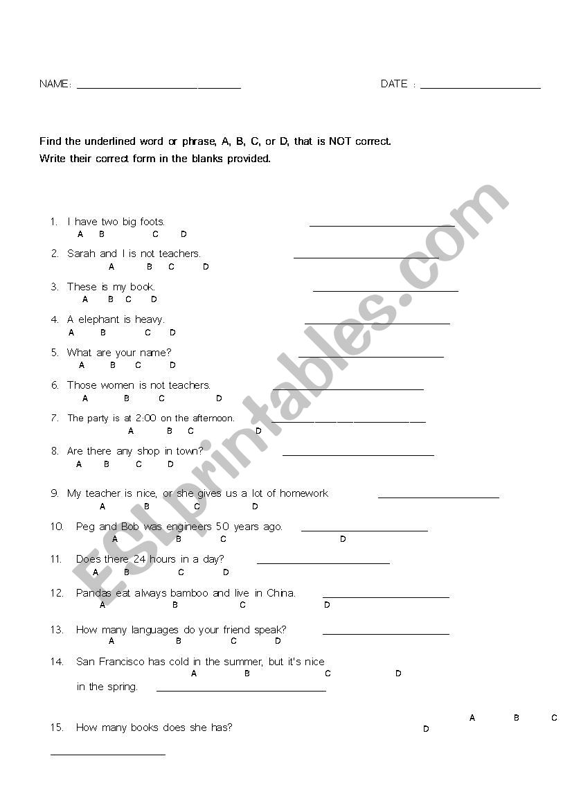 GRAMMAR REVISION ( FIND THE MISTAKES)