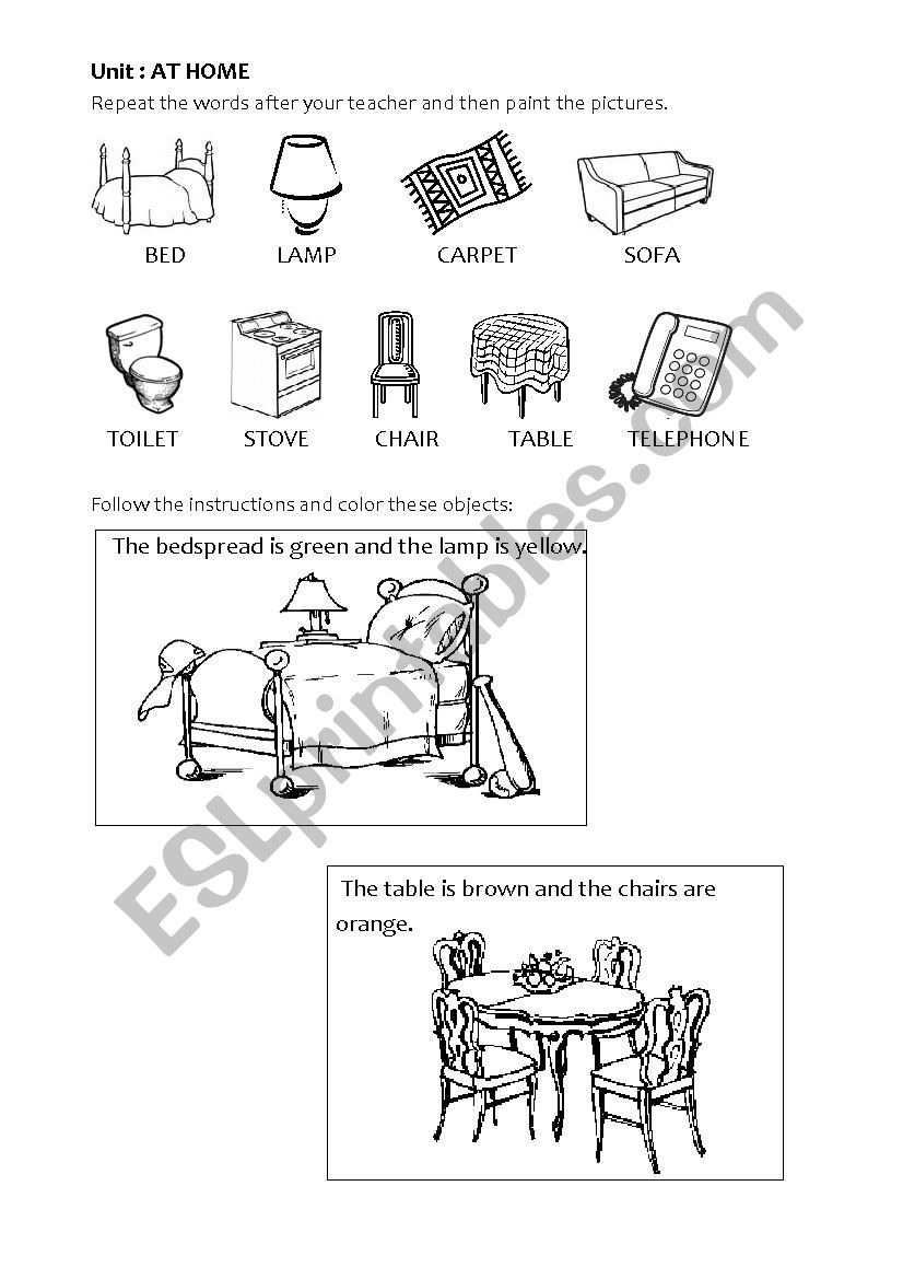 Furniture / home / prepositions