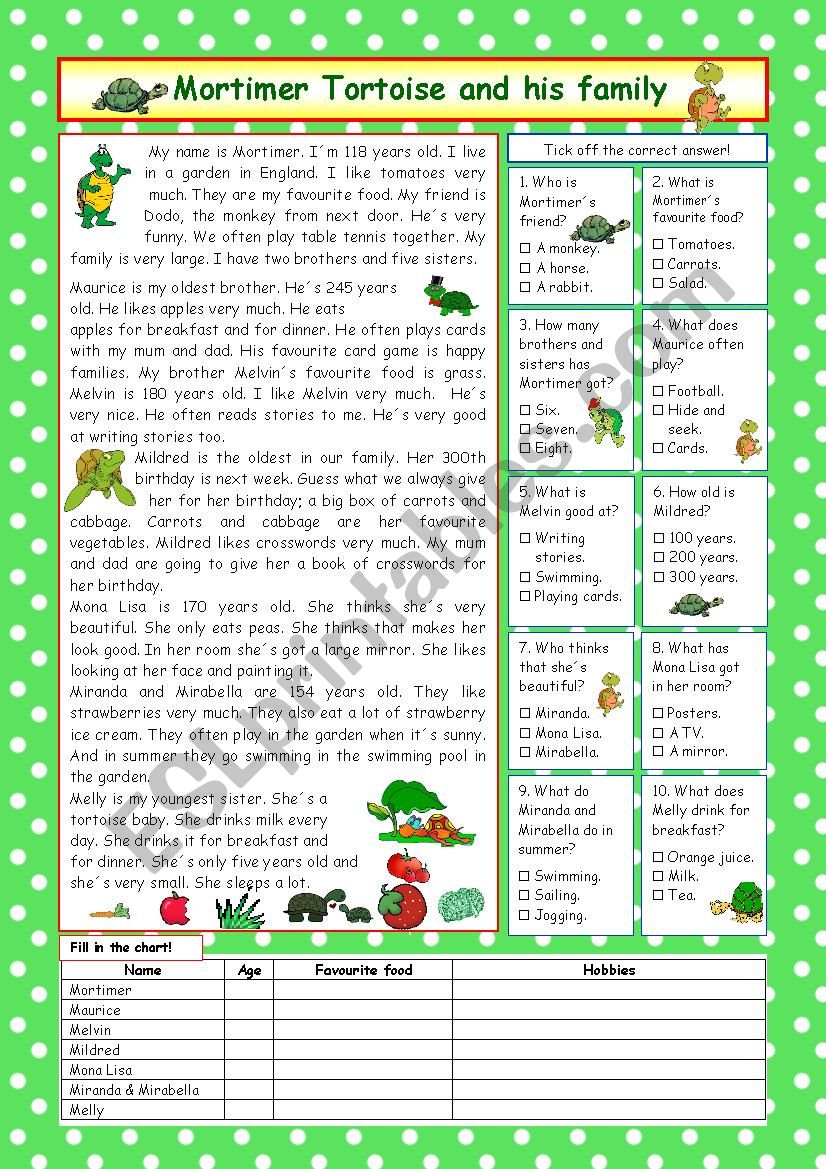 Mortimer Tortoise (+KEY) worksheet