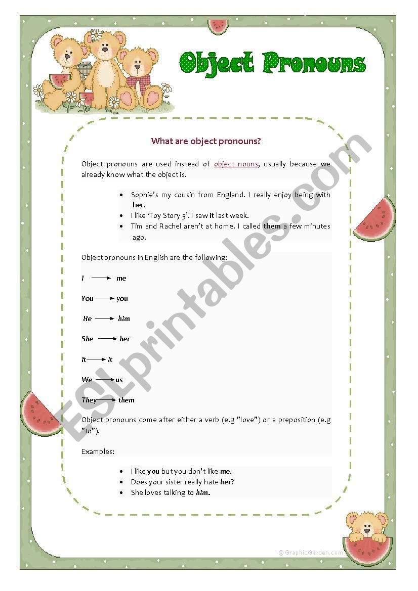 Object Pronouns worksheet