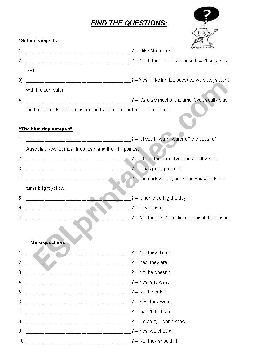 Find the QUESTIONS worksheet