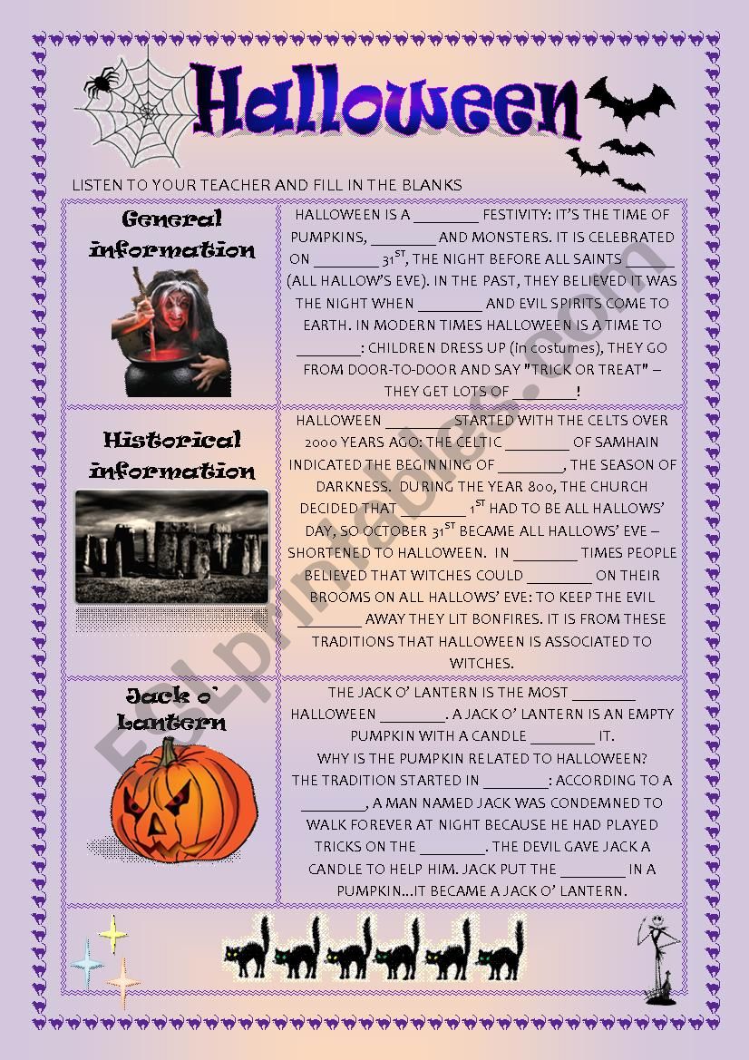 Halloween - listening comprehension