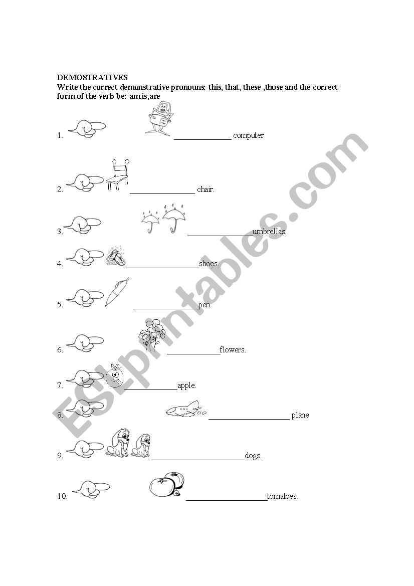 DEMOSTRATIVES worksheet