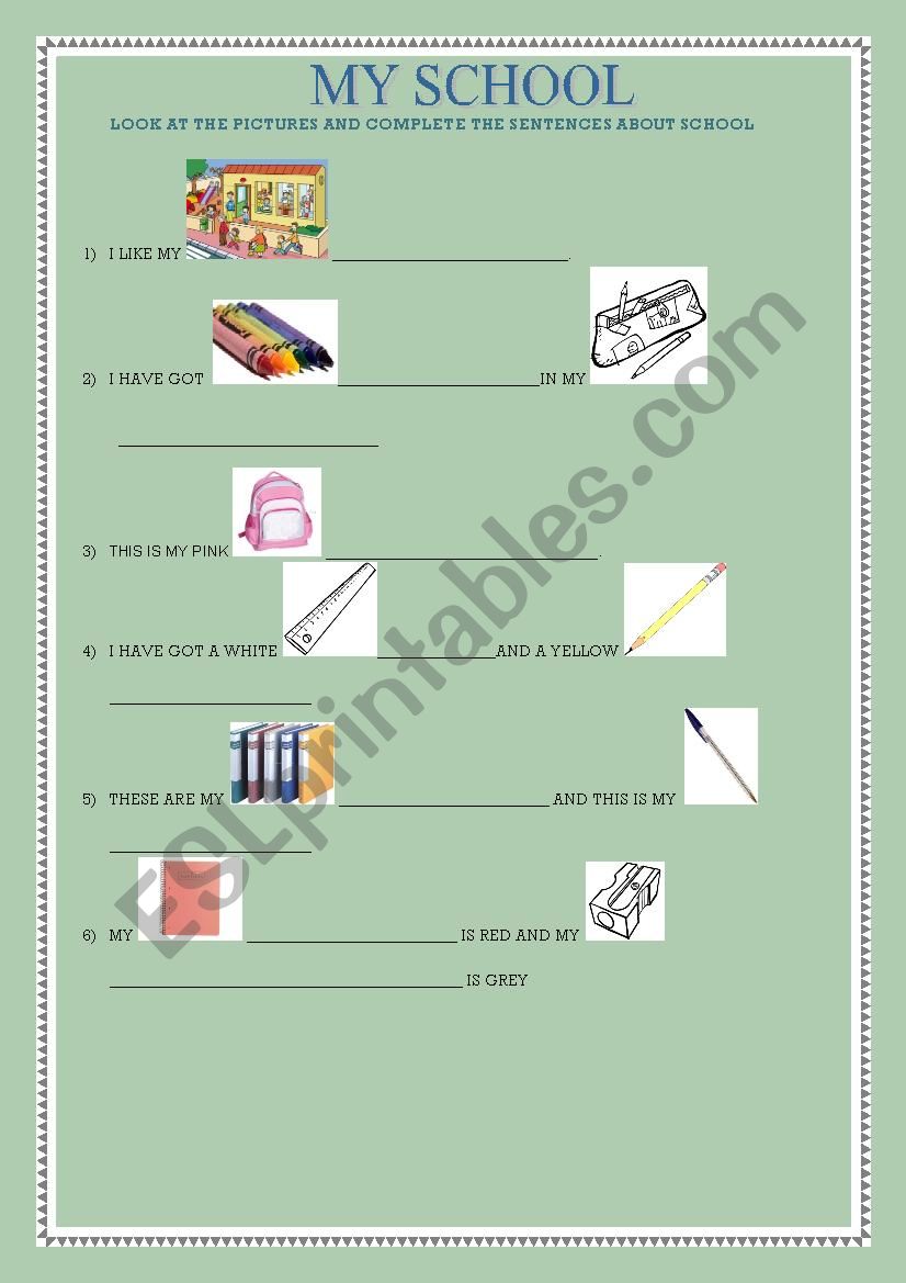 MY SCHOOL worksheet