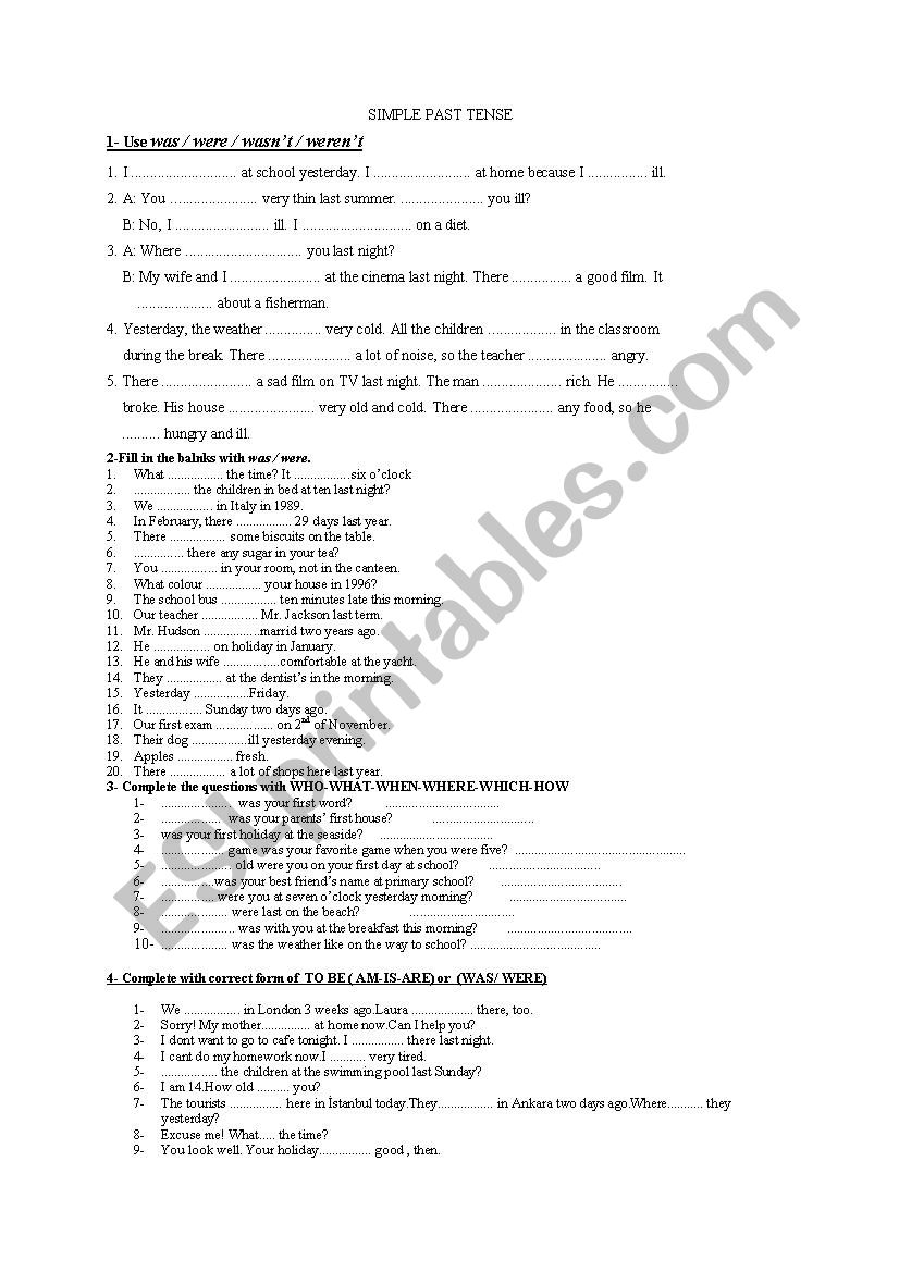 simple past worksheet