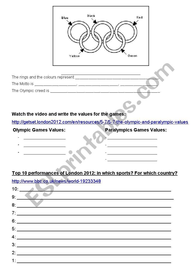 Olympic Games  worksheet