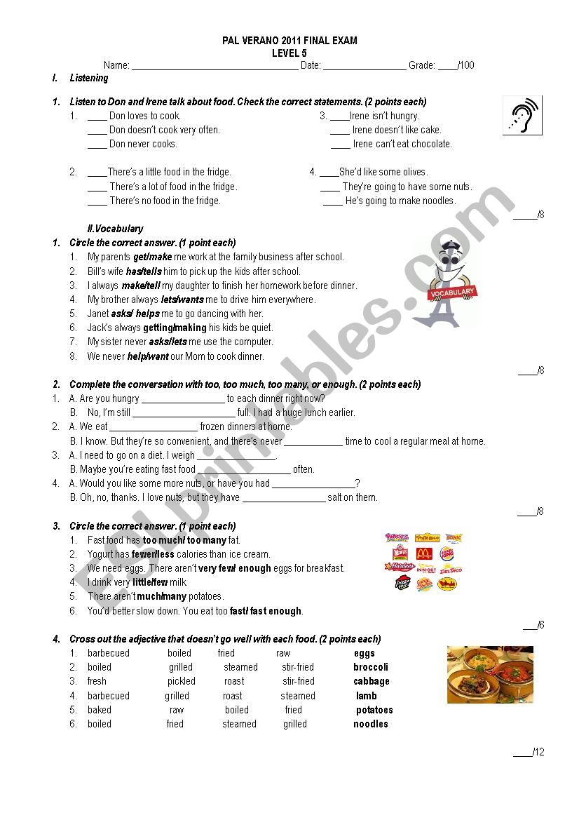 TOUCHSTONE LEVEL 5,  EXAM  worksheet