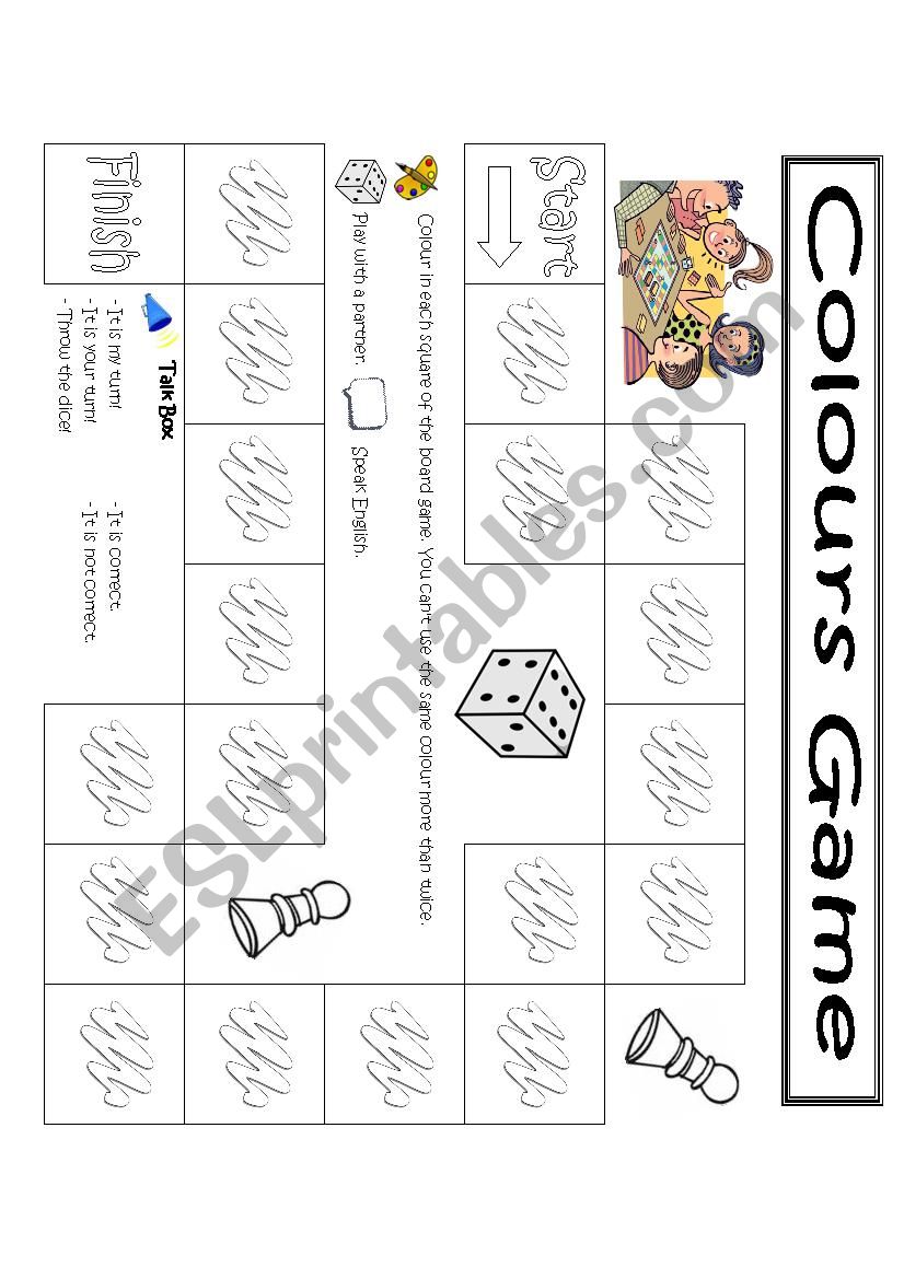 Colours game worksheet