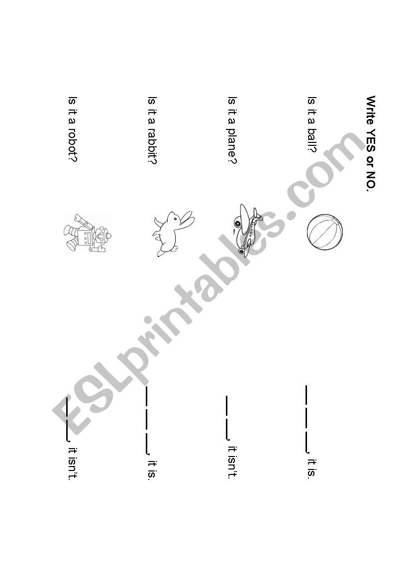 Write YES or NO worksheet