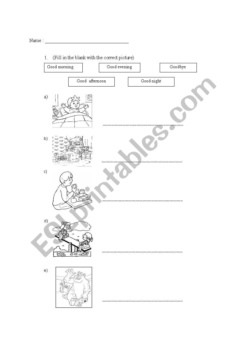 GREETING worksheet