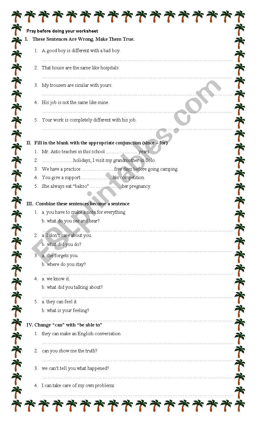 grammar test worksheet