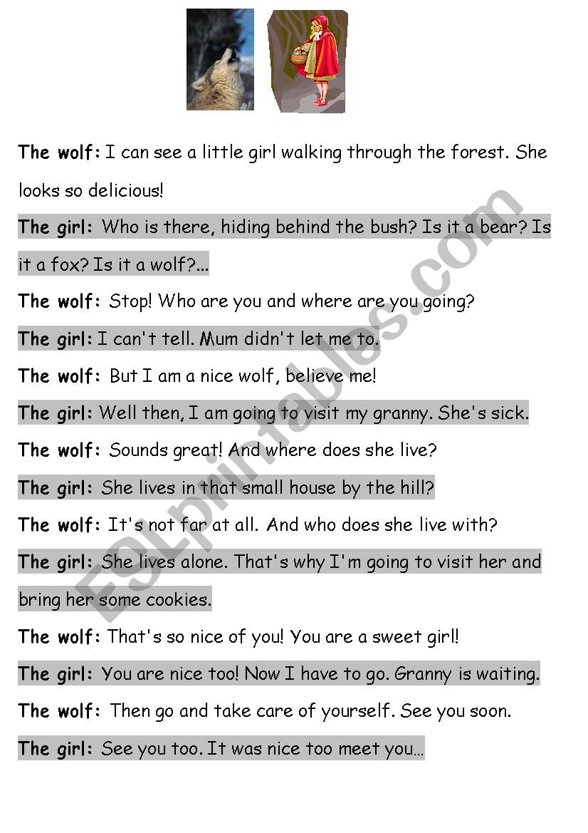 Liitle Red Riding Hood meets the Wolf in the Wood
