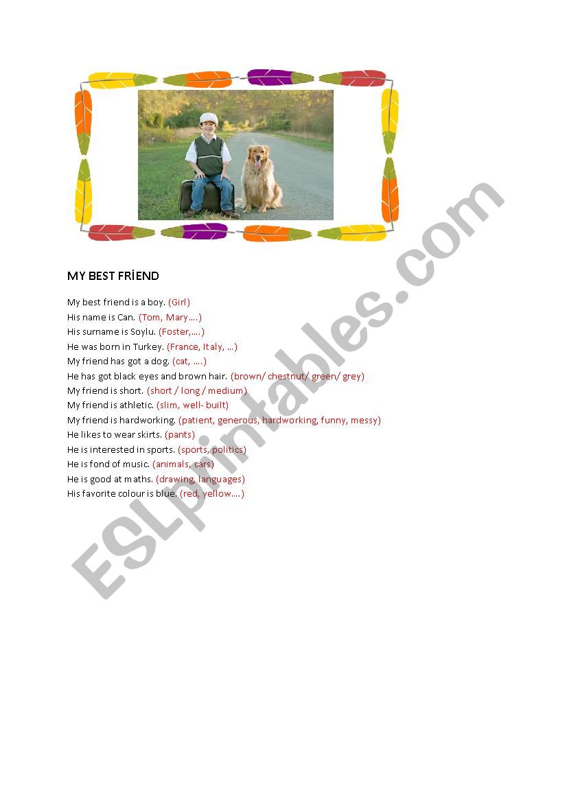 My Best Friend worksheet