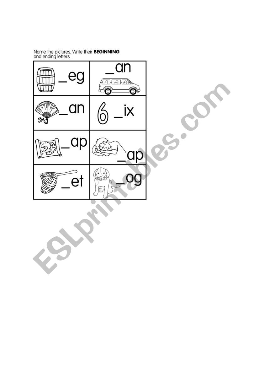 Identifying the initial sound worksheet