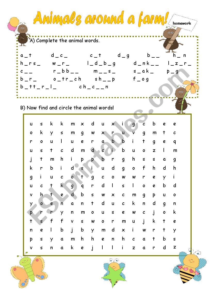 Animals around a farm! Part 2 worksheet